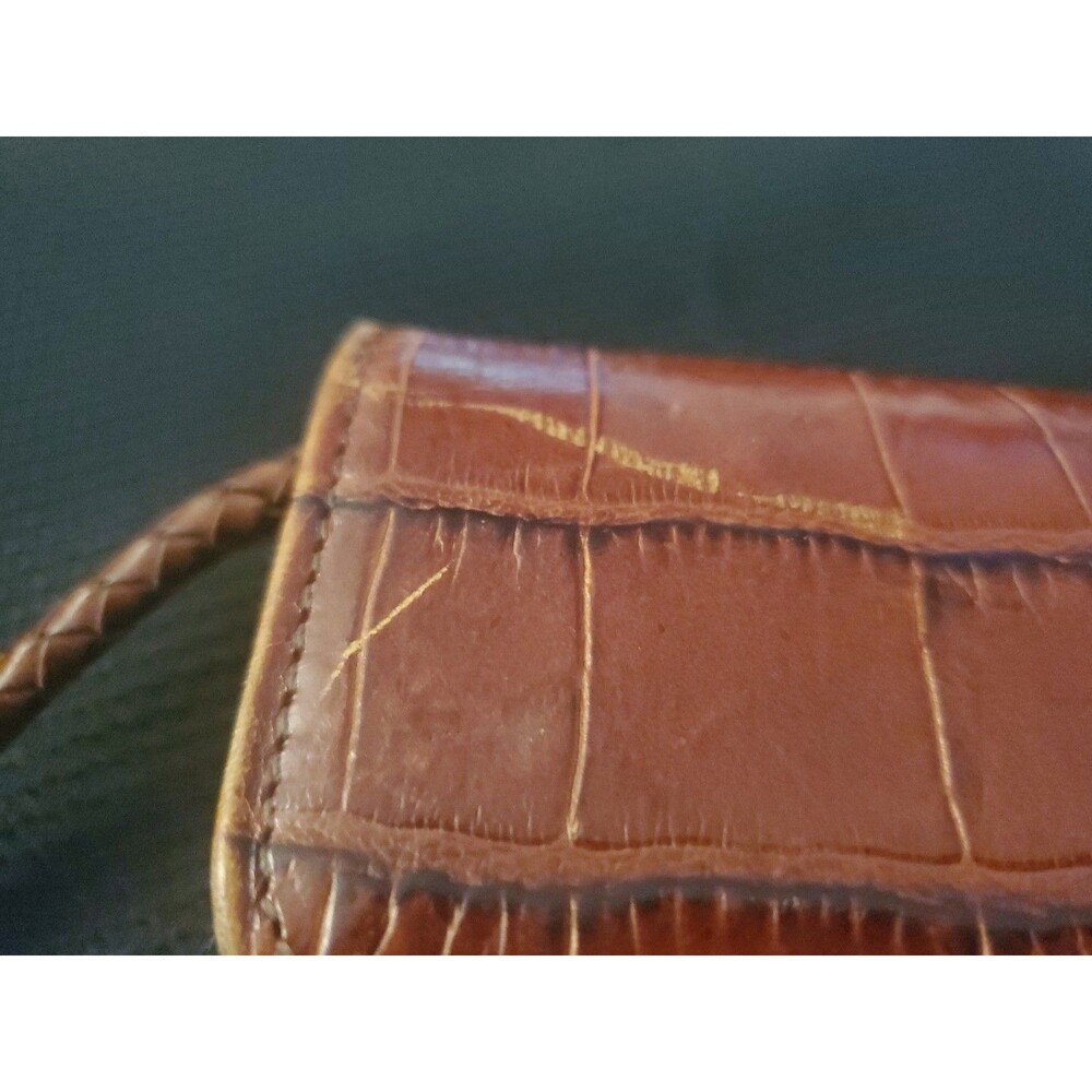 Brighton Croc Embossed Wallet Purse with Detachable Strap Black Brown - Picture 9 of 16
